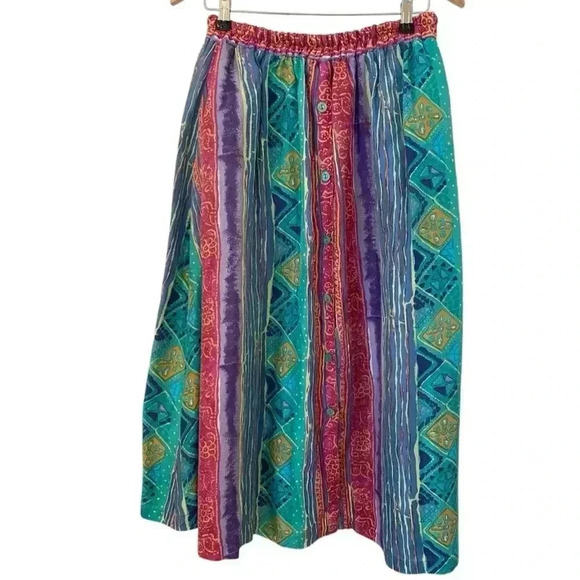 Options Melrose Vintage Silk Boho Midi Skirt - Picture 4 of 6